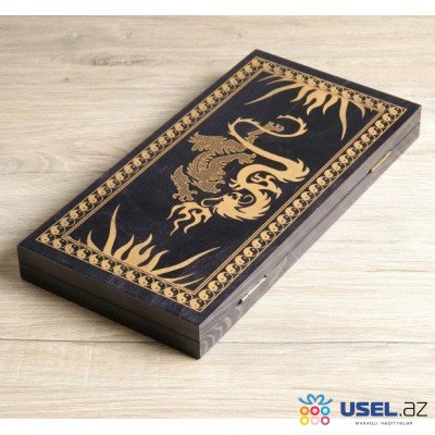 Backgammon "Dragons", wooden board 40 x 40 cm, gold